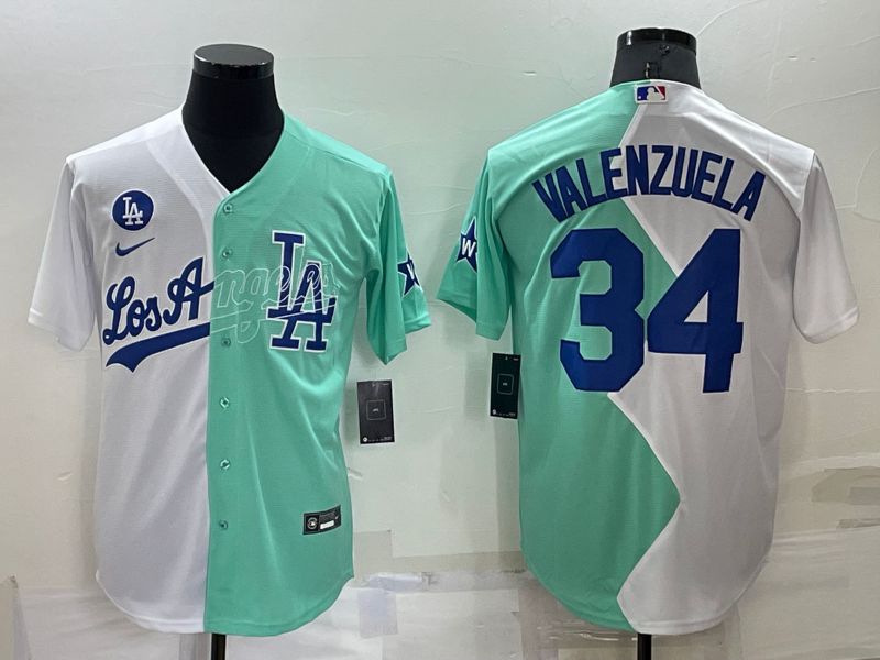 Men Los Angeles Dodgers #34 Valenzuela green white Nike 2022 MLB Jersey->women mlb jersey->Women Jersey